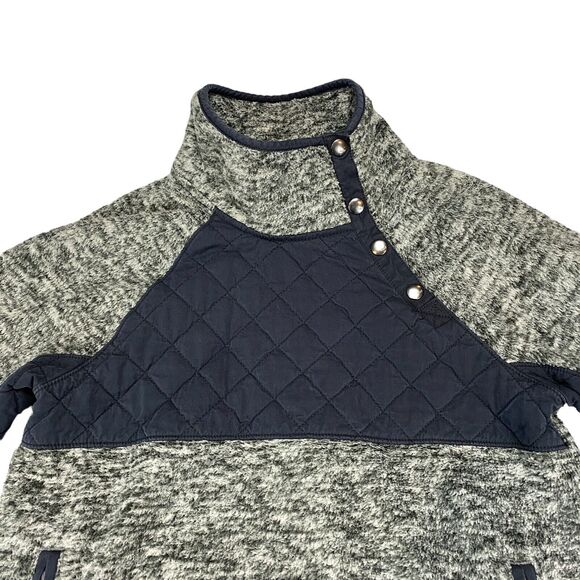 Abercrombie & Fitch Pullover Women's Small Gray Fleece Mock Neck Snap Button - Picture 14 of 16